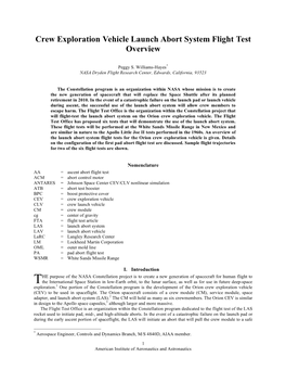 Crew Exploration Vehicle Launch Abort System Flight Test Overview