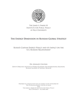 The Energy Dimension in Russian Global Strategy