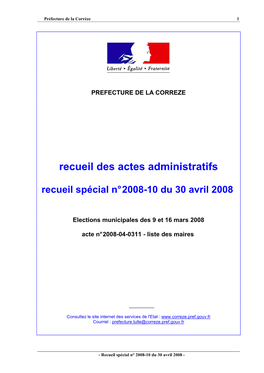 Raa Sprecial Liste Des Maires Elus En 2008