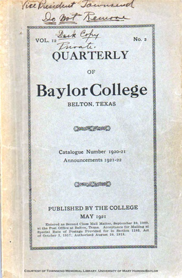 Baylor College BELTON, TEXAS