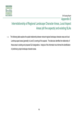 Appendix E Interrelationship of Regional Landscape Character Areas, Local Aspect Areas (All Five Aspects) and Existing Slas