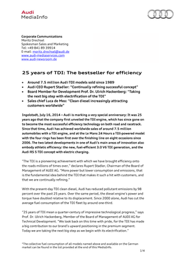 25 Years of TDI: the Bestseller for Efficiency