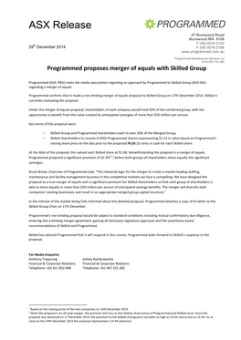 36. Proposed Merger of Equals with Skilled Group