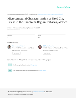 Microstructural Characterization of Fired Clay Bricks in the Chontalpa Region, Tabasco, Mexico