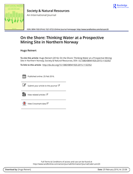 On the Shore: Thinking Water at a Prospective Mining Site in Northern Norway