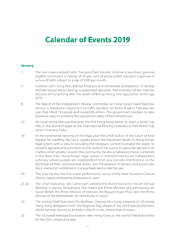Calendar of Events 2019