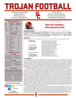 2020 Usc Football Pre-Season Notes