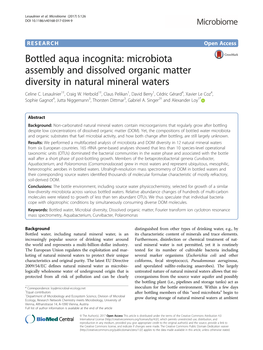 Microbiota Assembly and Dissolved Organic Matter Diversity in Natural Mineral Waters Celine C