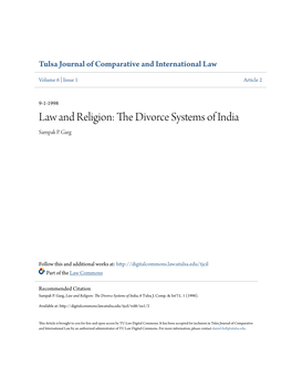 Law and Religion: the Divorce Systems of India Sampak P