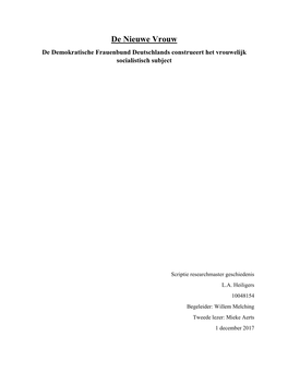 De Nieuwe Vrouw De Demokratische Frauenbund Deutschlands Construeert Het Vrouwelijk Socialistisch Subject