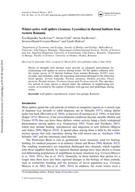 Winter-Active Wolf Spiders (Araneae: Lycosidae) in Thermal Habitats From