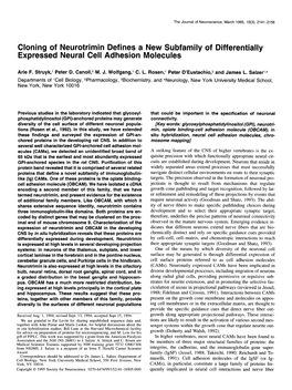 Cloning of Expressed Neurotrimin Defines a New Subfamily Of