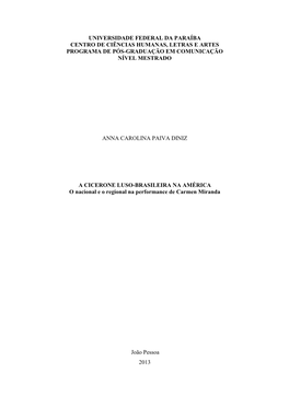 Universidade Federal Da Paraíba Centro De Ciências Humanas, Letras E Artes Programa De Pós-Graduação Em Comunicação Nível Mestrado