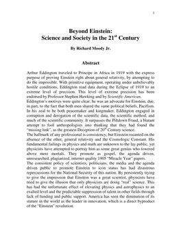 Beyond Einstein: Science and Society in the 21 St Century