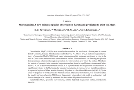 Meridianiite: a New Mineral Species Observed on Earth and Predicted to Exist on Mars