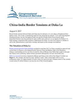 China-India Border Tensions at Doka La