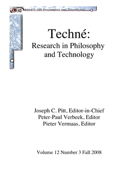 Techné: Research in Philosophy and Technology