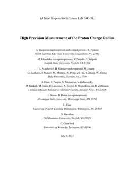High Precision Measurement of the Proton Charge Radius