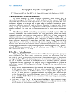 Developing HTS Magnets for Fusion Applications Rev2