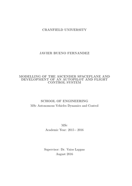 Modelling of the Ascender Spaceplane and Development of an Autopilot and Flight Control System