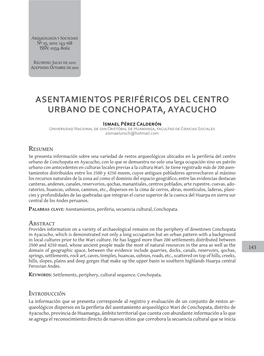 Asentamientos Periféricos Del Centro Urbano De Conchopata, Ayacucho