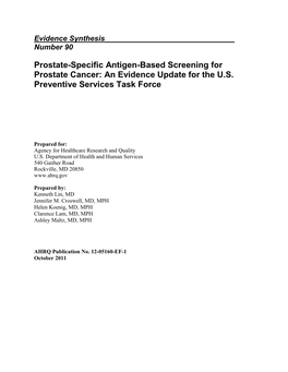 Prostate-Specific Antigen-Based Screening for Prostate Cancer: an Evidence Update for the U.S