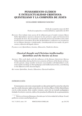 Quintiliano Y La Compañía De Jesús