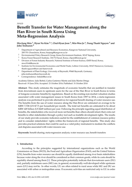 Benefit Transfer for Water Management Along the Han River