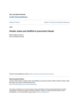 Gender, Status and Shellfish in Precontact Hawaii