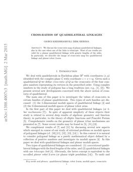 Cross Ratios of Quadrilateral Linkages