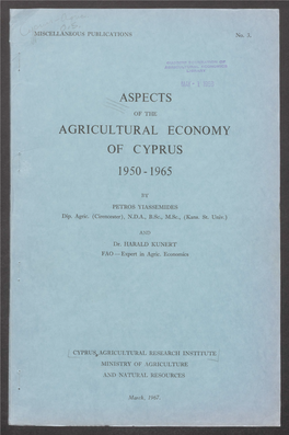 Aspects Agricultural Economy of Cyprus 1950-1965