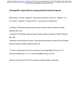 Cell-Specific Cargo Delivery Using Synthetic Bacterial Spores