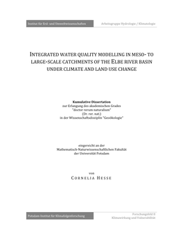 Integrated Water Quality Modelling in Meso- to Large-Scale Catchments Of