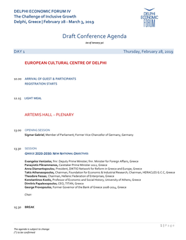 Draft Conference Agenda (As of January 30)