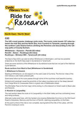 North East / North West C2C the UK’S Most Popular Challenge Cycle Route