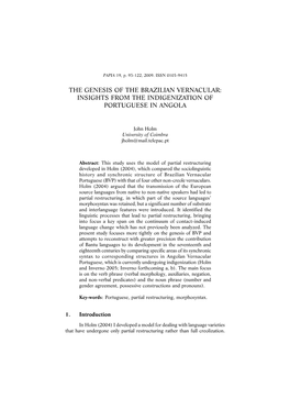 The Genesis of the Brazilian Vernacular: Insights from the Indigenization of Portuguese in Angola