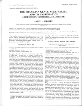 The Brazilian Genus, Foetterleia, and Its Systematics (Lepidoptera: Nymphalidae: Satyrinae)