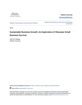 Sustainable Business Growth: an Exploration of Ghanaian Small Business Survival