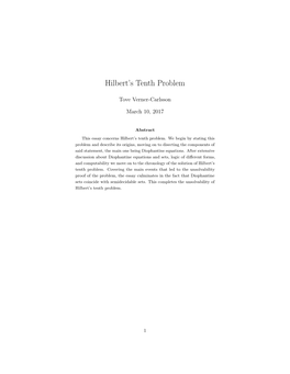 Hilbert's Tenth Problem