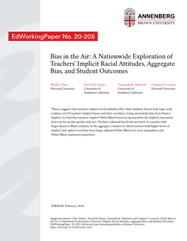 A Nationwide Exploration of Teachers' Implicit Racial Attitudes, Aggregate Bias, and Student Outcomes