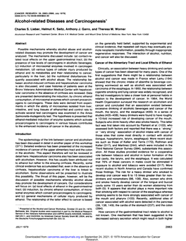 Alcohol-Relateddiseasesand Carcinogenesis'