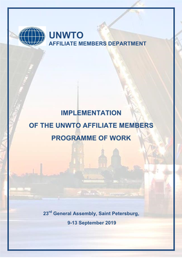 Implementation of the Unwto Affiliate Members Programme of Work