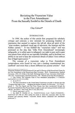 Revisiting the Voyeurism Value in the First Amendment: from the Sexually Sordid to the Details of Death