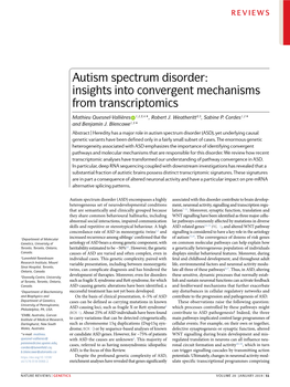 Autism Spectrum Disorder: Insights Into Convergent Mechanisms from Transcriptomics