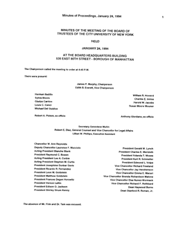 Minutes of the Meeting of the Board of Trustees of the City University of New York