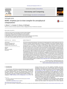 A Python Just-In-Time Compiler for Astrophysical Computations✩ J