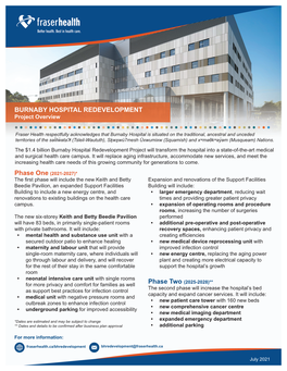 BURNABY HOSPITAL REDEVELOPMENT Project Overview