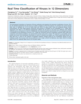 Real Time Classification of Viruses in 12 Dimensions