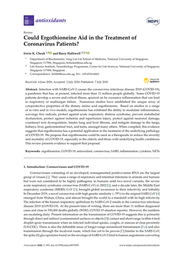 Could Ergothioneine Aid in the Treatment of Coronavirus Patients?