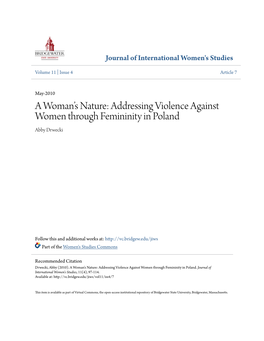 Addressing Violence Against Women Through Femininity in Poland Abby Drwecki